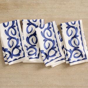 Pottery Barn Blue and White Kitchen Linens. Set of 4